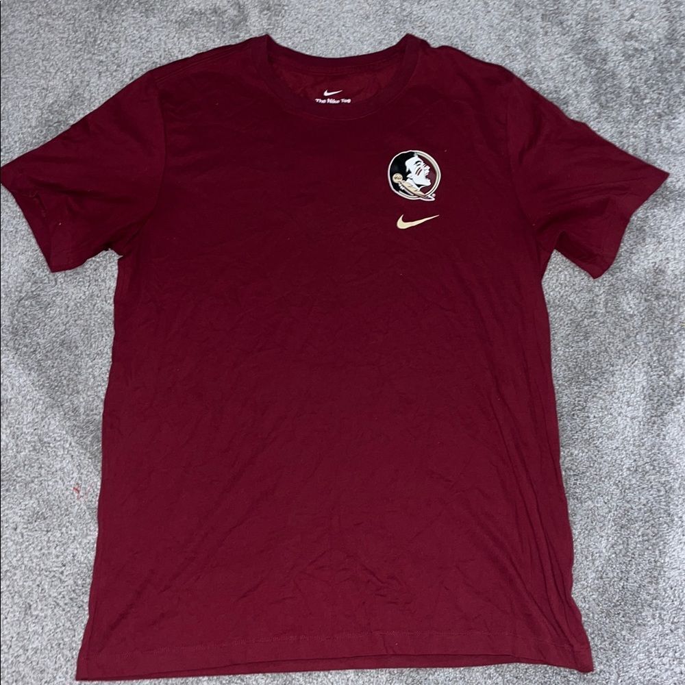 Nike Dri Fit FSU Florida State Seminoles Big Logo football Tee T tee shirt L